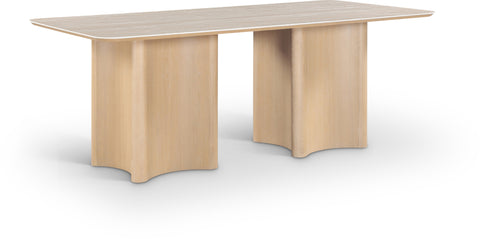 Iris 78" Natural Travertine Sintered Stone Top And Oak Veneer Base Dining Table, 1 Piece