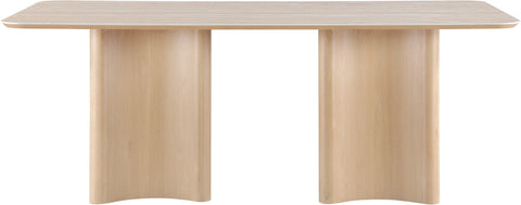 Iris 78" Natural Travertine Sintered Stone Top And Oak Veneer Base Dining Table, 1 Piece