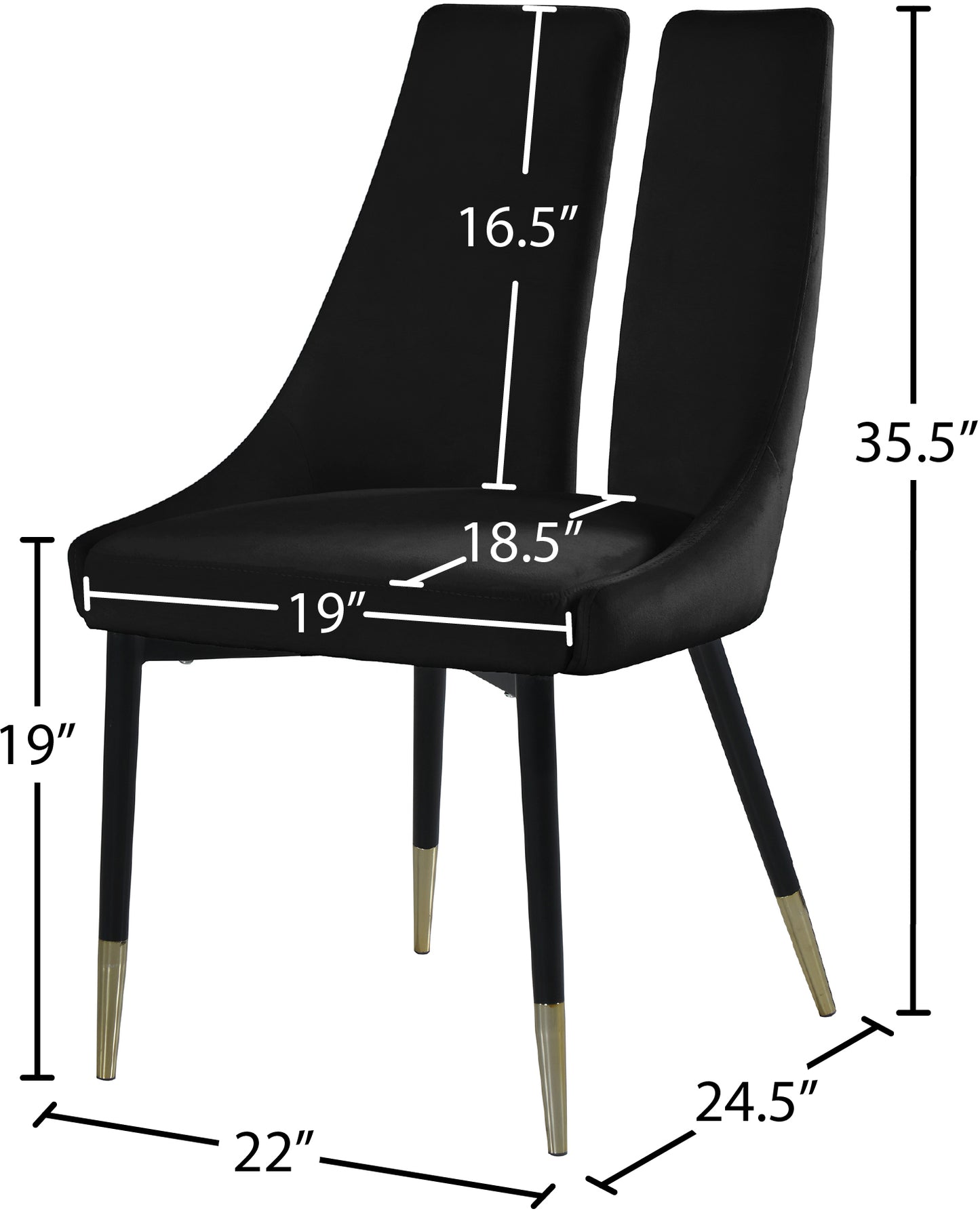 lainy black velvet dining chair c