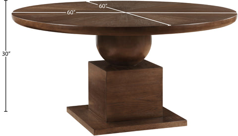Urban 60" Brown Solid Wood And Oak Veneer Dining Table, 1 Piece