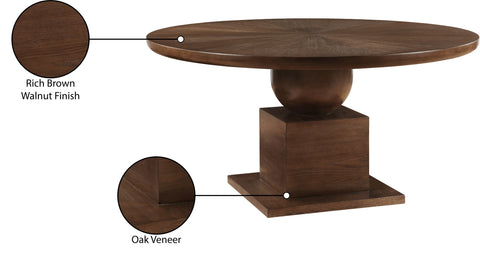 Urban 60" Brown Solid Wood And Oak Veneer Dining Table, 1 Piece