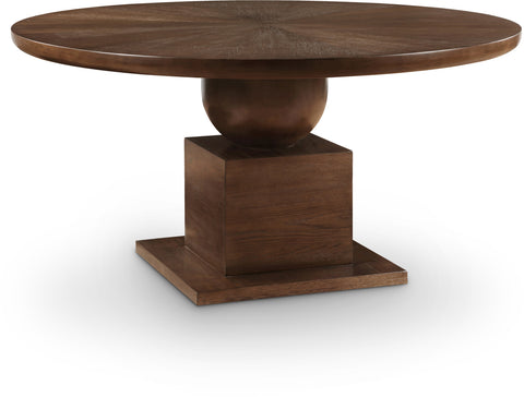 Urban 60" Brown Solid Wood And Oak Veneer Dining Table, 1 Piece