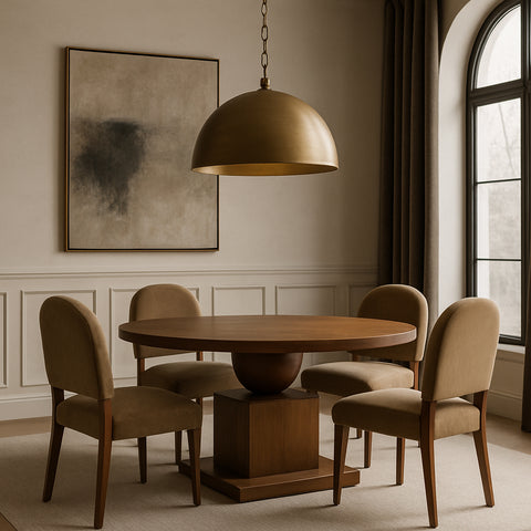 Urban 60" Brown Solid Wood And Oak Veneer Dining Table, 1 Piece