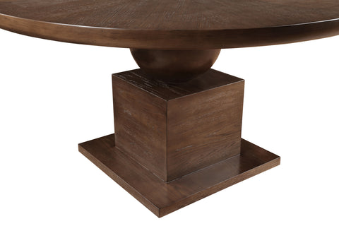 Urban 60" Brown Solid Wood And Oak Veneer Dining Table, 1 Piece