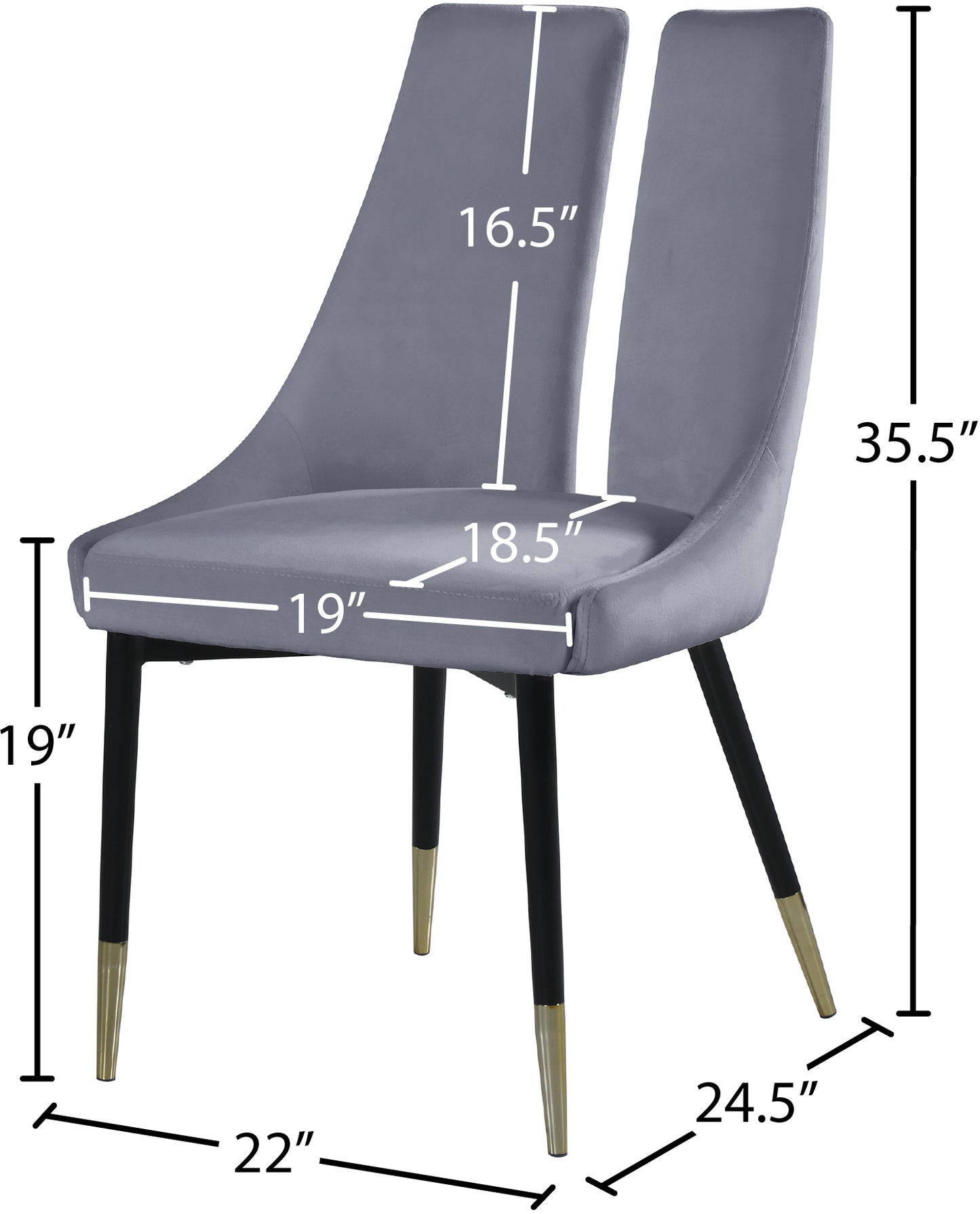 lainy grey velvet dining chair c