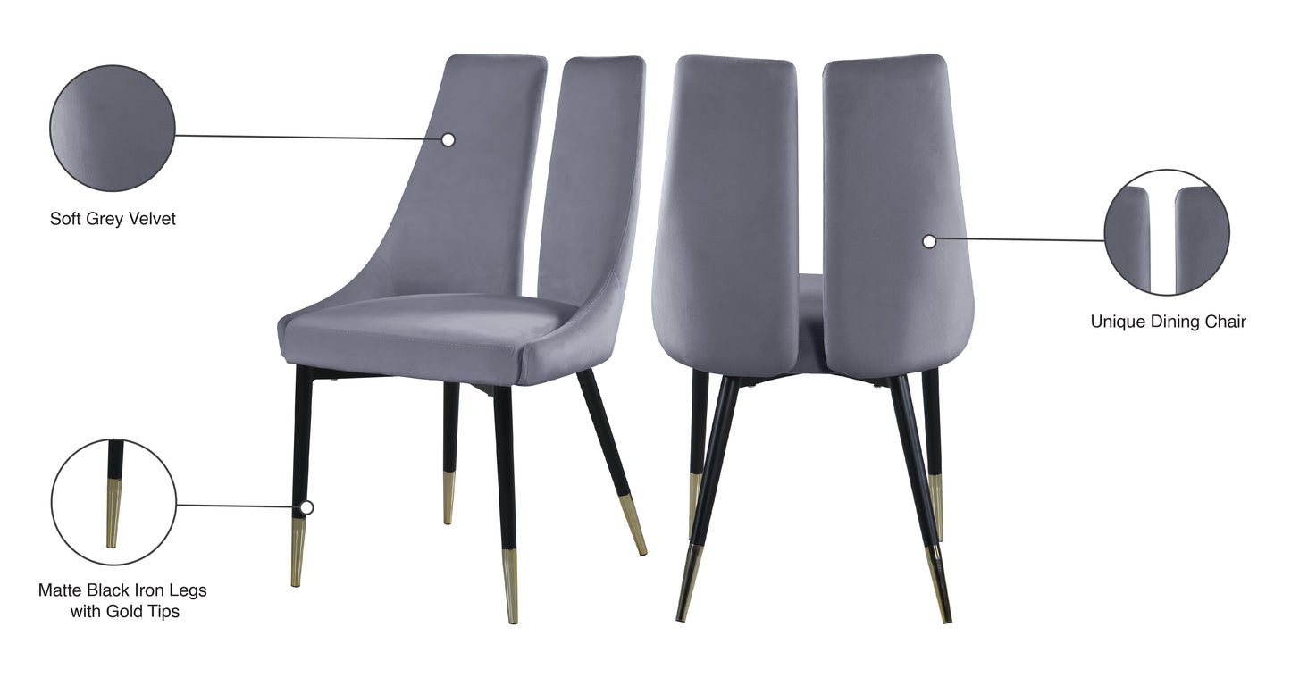 lainy grey velvet dining chair c