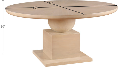 Urban 60" Natural Solid Wood And Oak Veneer Dining Table, 1 Piece