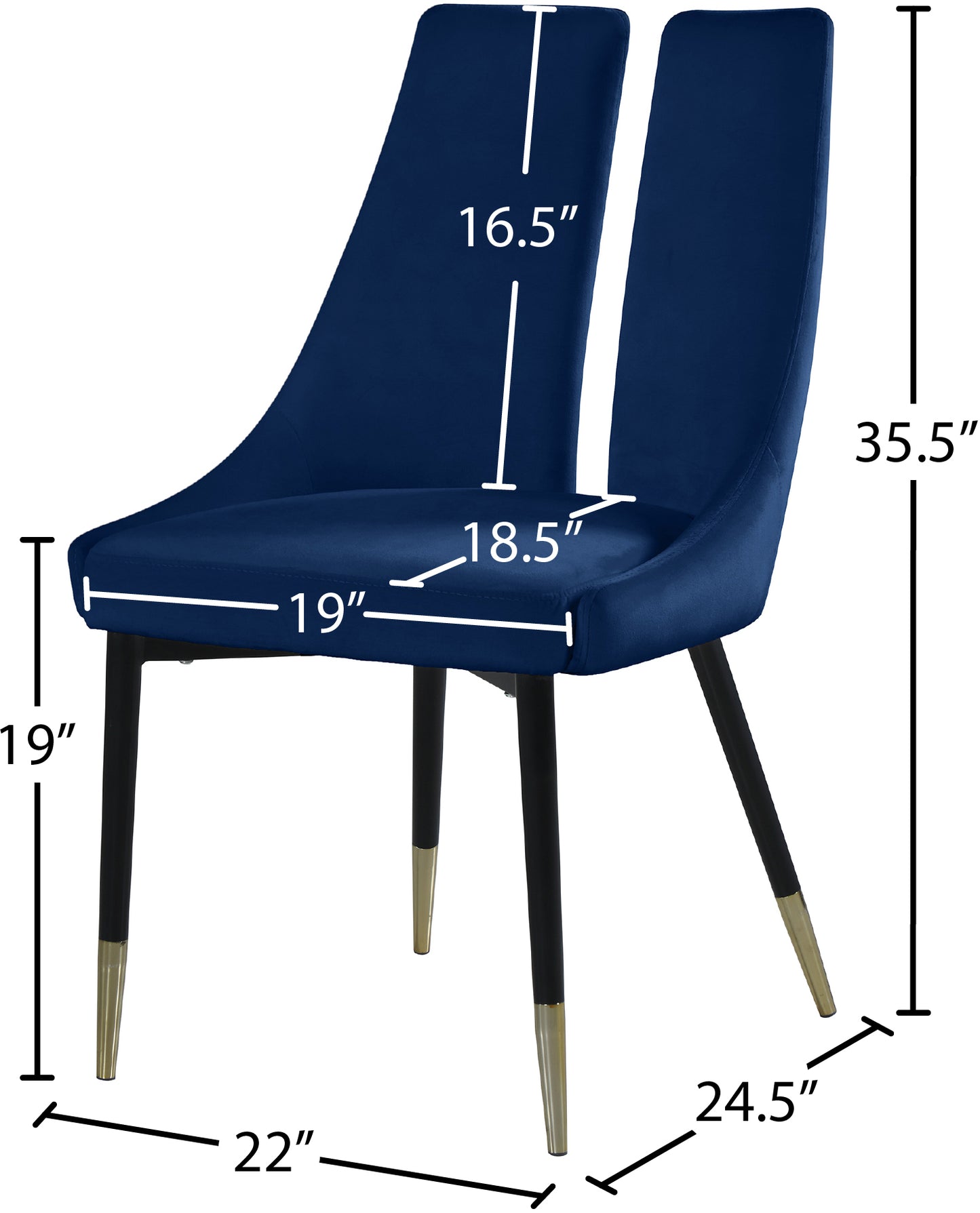 lainy navy velvet dining chair c