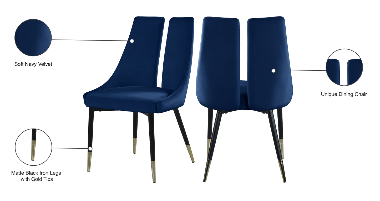 lainy navy velvet dining chair c