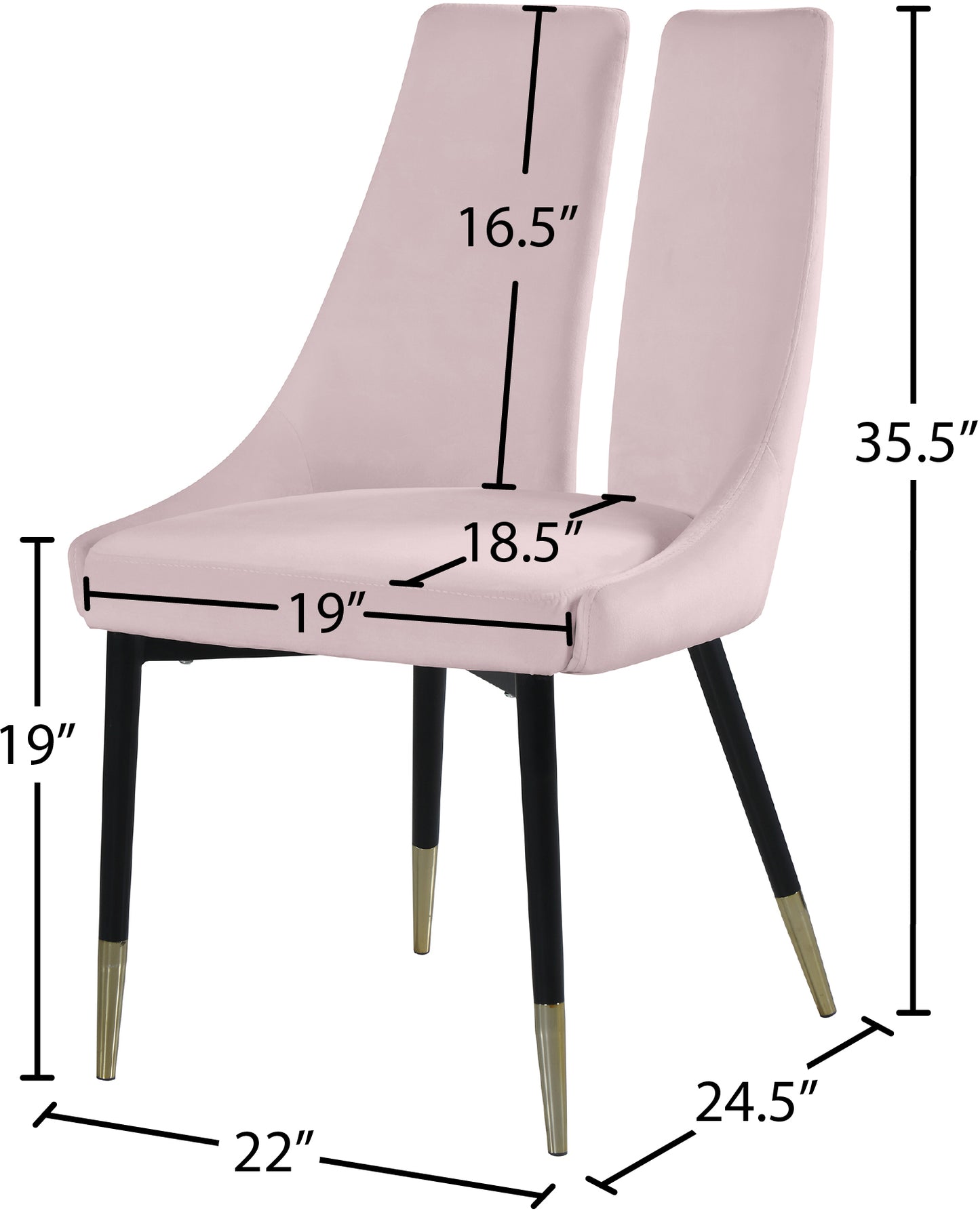 lainy pink velvet dining chair c