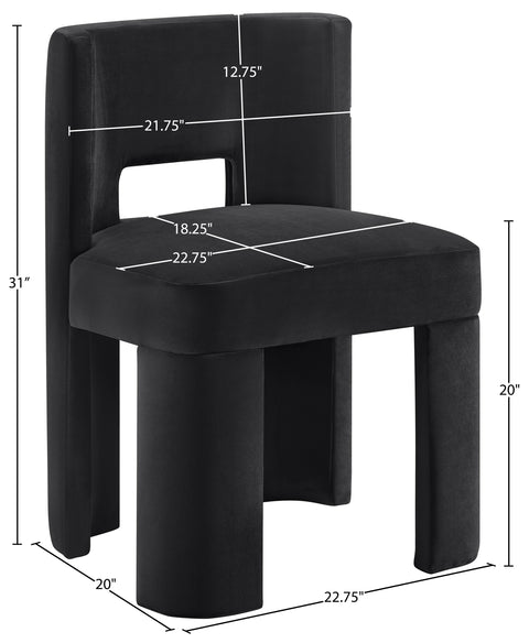 Linden Black Velvet Performance Fabric Upholstered Dining Chair, 2-Piece