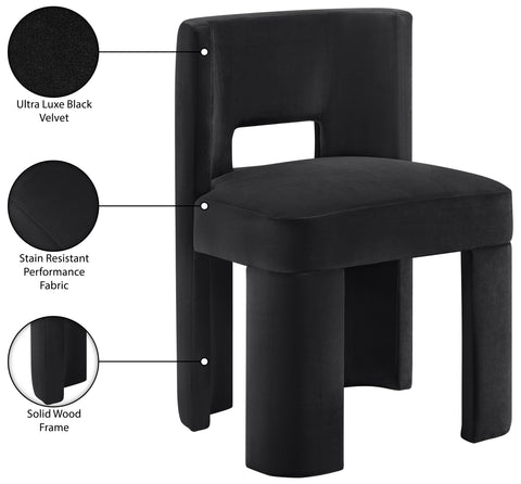 Linden Black Velvet Performance Fabric Upholstered Dining Chair, 2-Piece