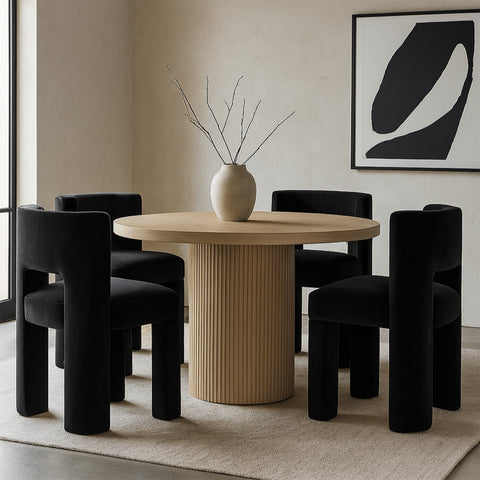Linden Black Velvet Performance Fabric Upholstered Dining Chair, 2-Piece