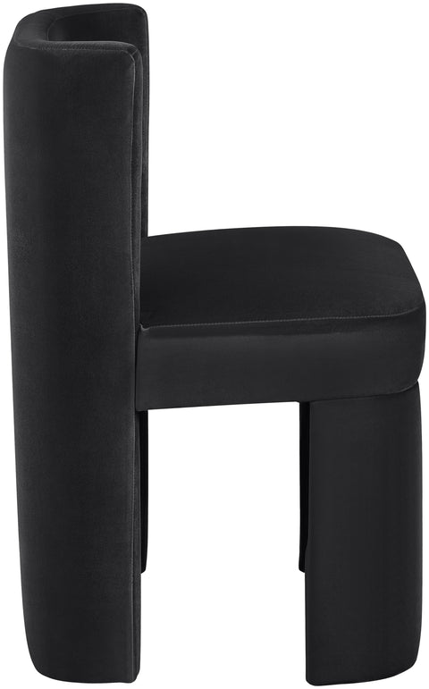 Linden Black Velvet Performance Fabric Upholstered Dining Chair, 2-Piece