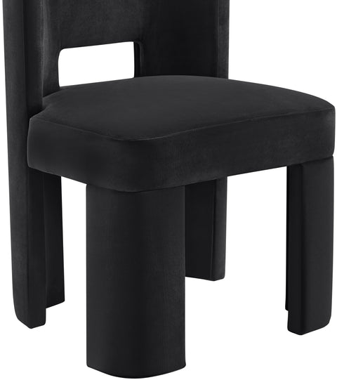 Linden Black Velvet Performance Fabric Upholstered Dining Chair, 2-Piece