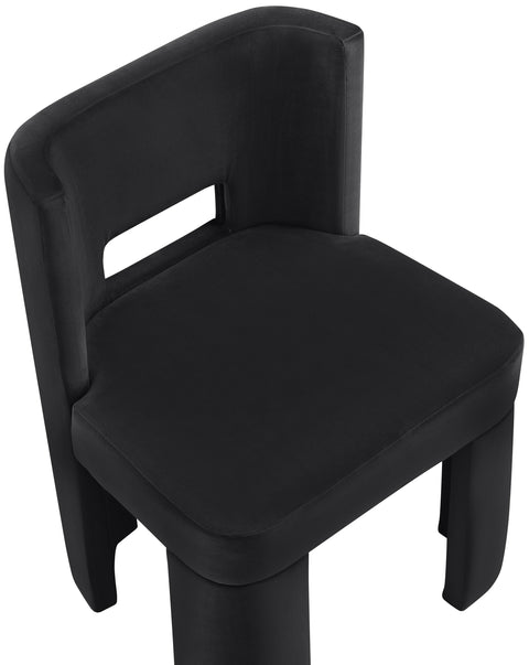 Linden Black Velvet Performance Fabric Upholstered Dining Chair, 2-Piece