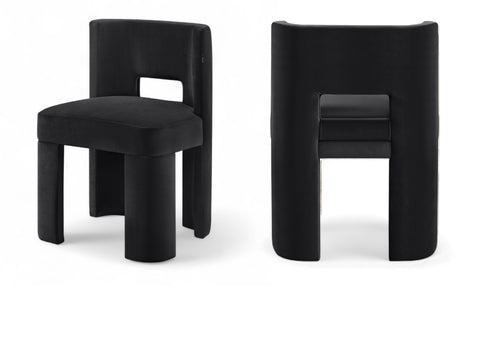Linden Black Velvet Performance Fabric Upholstered Dining Chair, 2-Piece