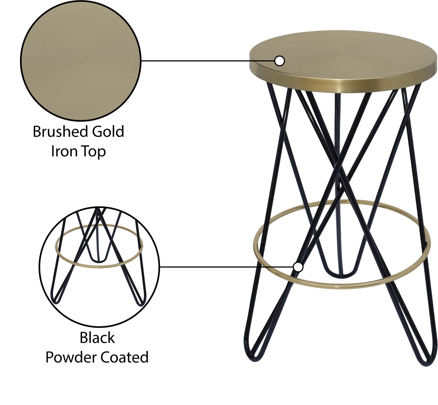 turin black iron counter stool black