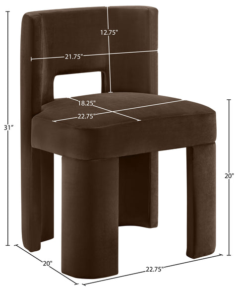 Linden Brown Velvet Performance Fabric Upholstered Dining Chair, 2-Piece