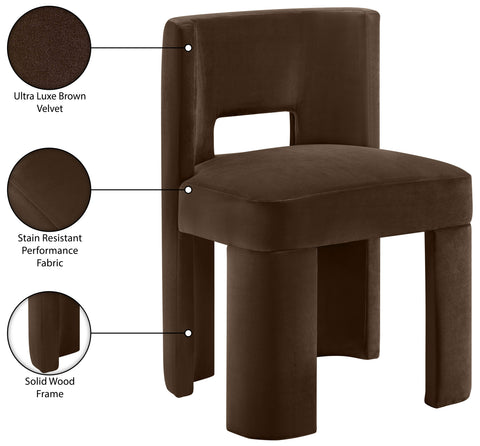 Linden Brown Velvet Performance Fabric Upholstered Dining Chair, 2-Piece