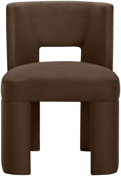 Linden Brown Velvet Performance Fabric Upholstered Dining Chair, 2-Piece