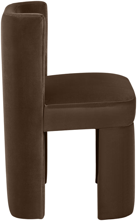 Linden Brown Velvet Performance Fabric Upholstered Dining Chair, 2-Piece