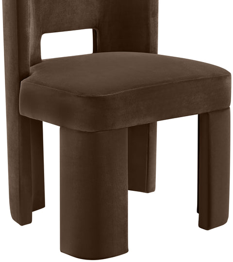 Linden Brown Velvet Performance Fabric Upholstered Dining Chair, 2-Piece