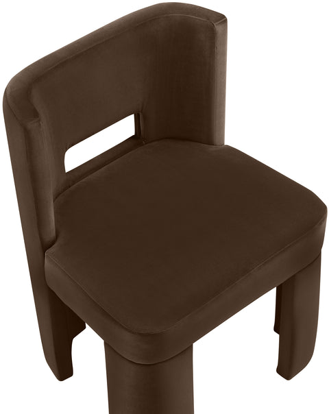 Linden Brown Velvet Performance Fabric Upholstered Dining Chair, 2-Piece
