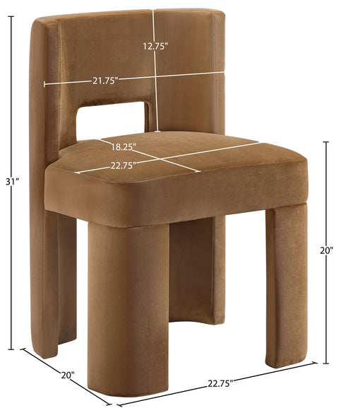 Linden Saddle Velvet Performance Fabric Upholstered Dining Chair, 2-Piece
