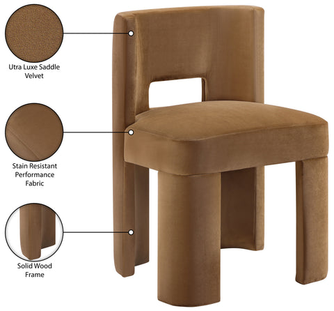 Linden Saddle Velvet Performance Fabric Upholstered Dining Chair, 2-Piece