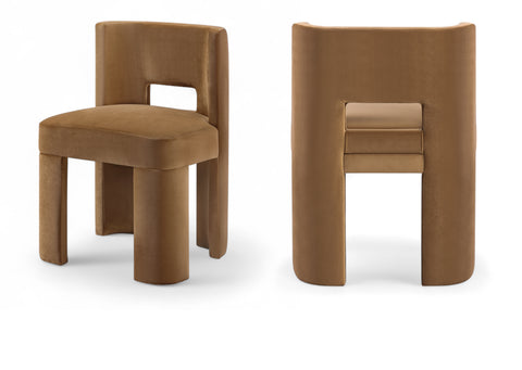 Linden Saddle Velvet Performance Fabric Upholstered Dining Chair, 2-Piece