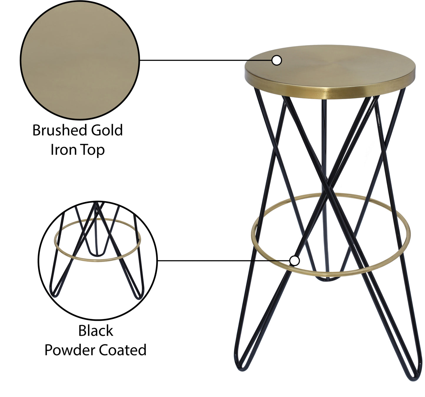 mykonos black iron bar stool