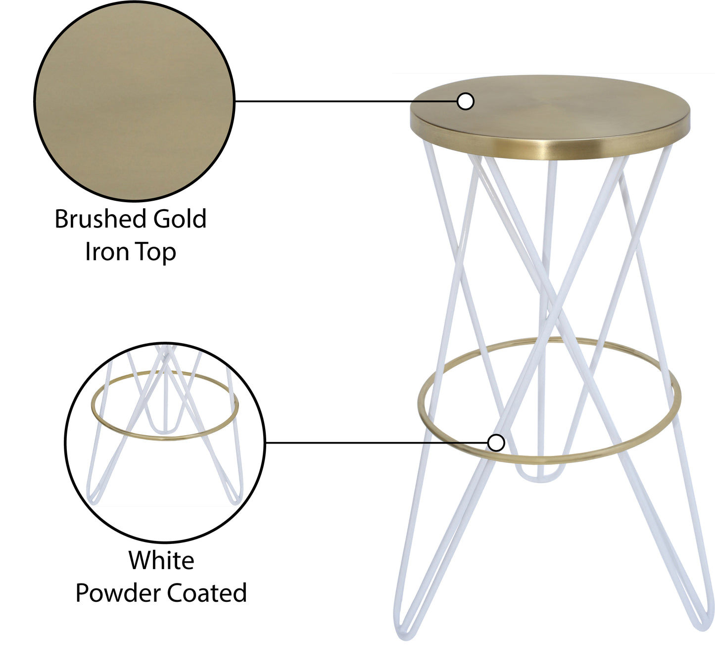 mykonos white iron bar stool