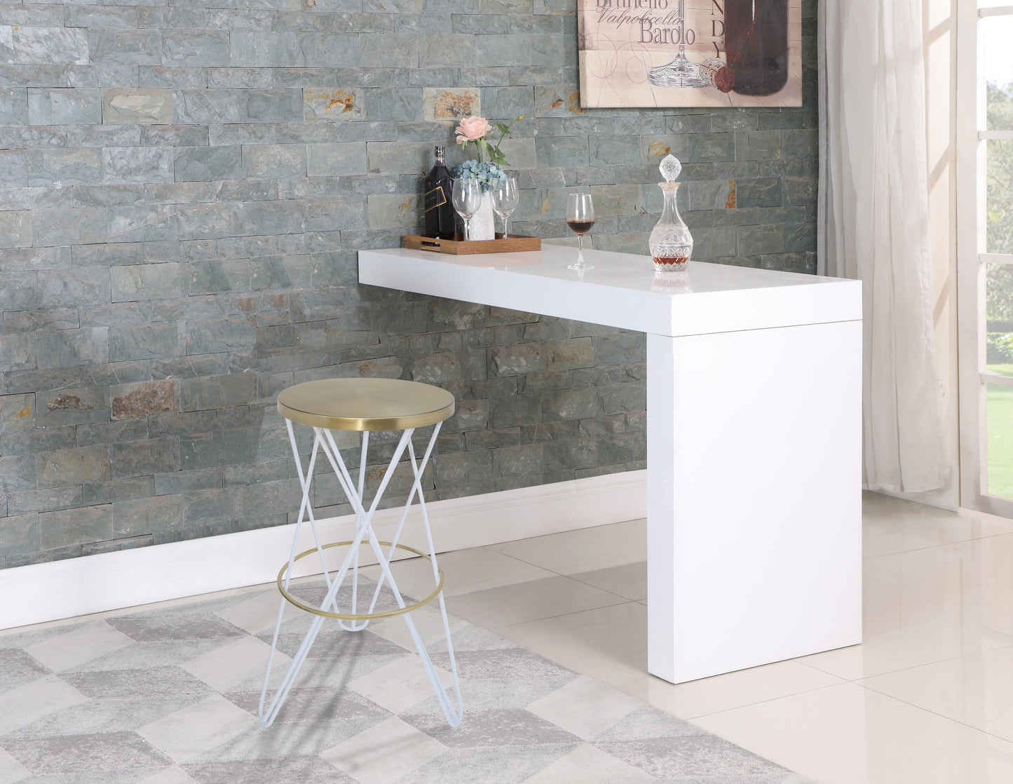 mykonos white iron bar stool