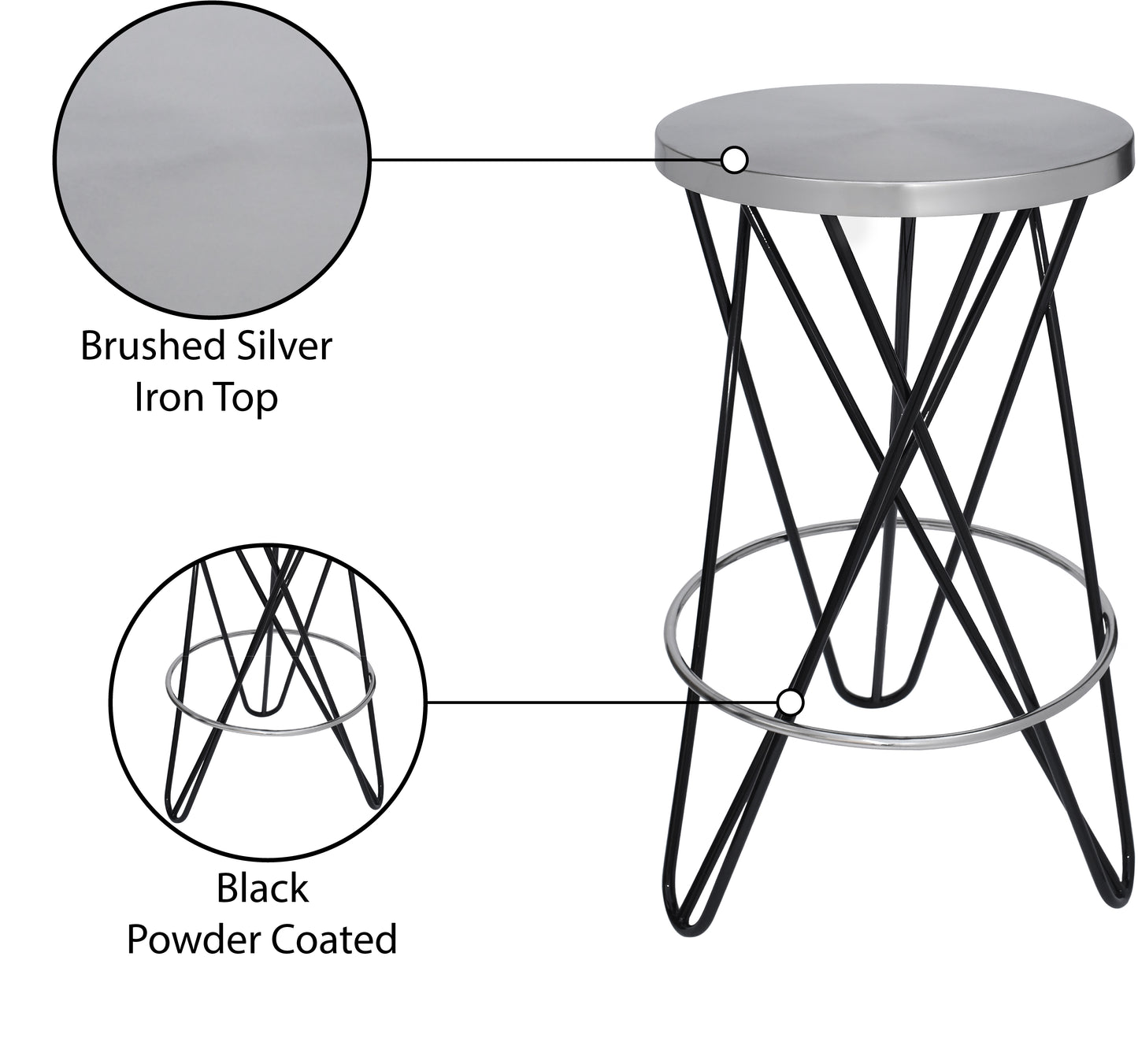 turin black iron counter stool black