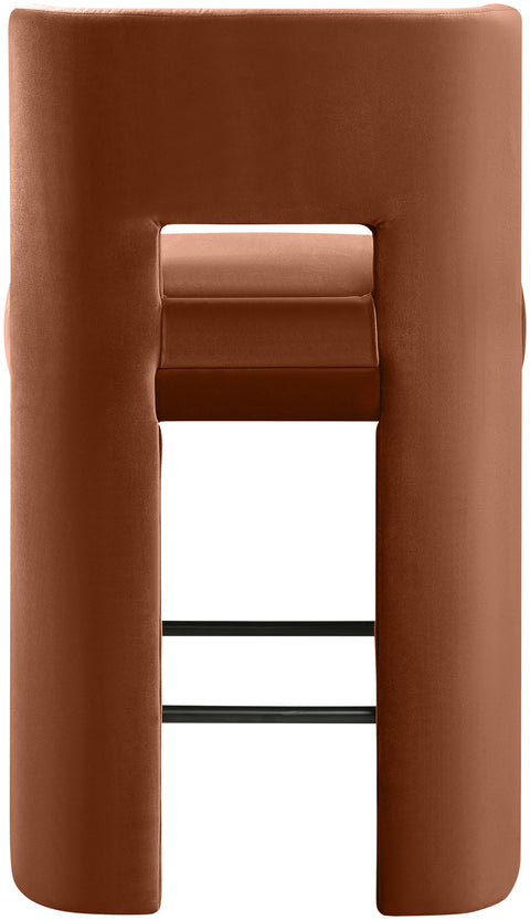 Linden Cognac Velvet Performance Fabric Upholstered Counter Stool, 2-Piece