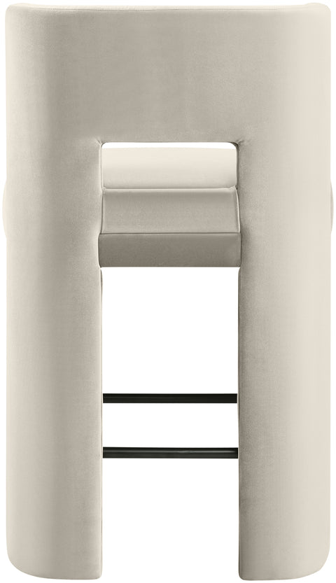 Linden Cream Velvet Performance Fabric Upholstered Counter Stool, 2-Piece