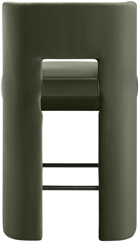 Linden Green Velvet Performance Fabric Upholstered Counter Stool, 2-Piece
