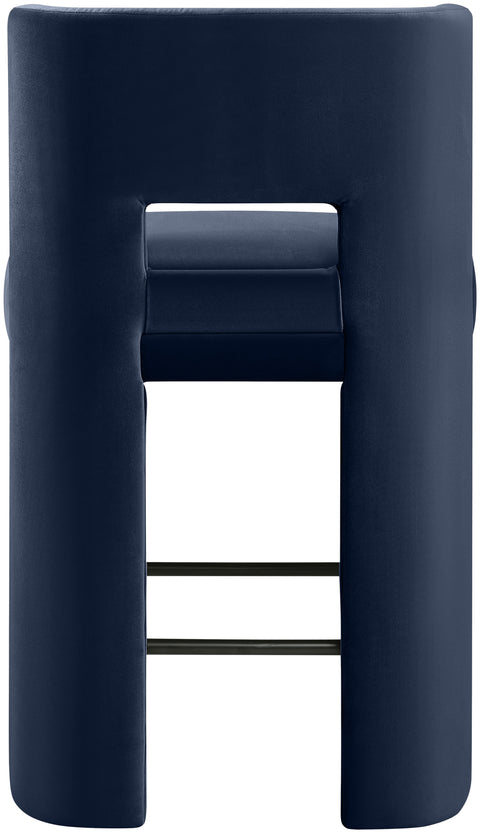 Linden Navy Velvet Performance Fabric Upholstered Counter Stool, 2-Piece