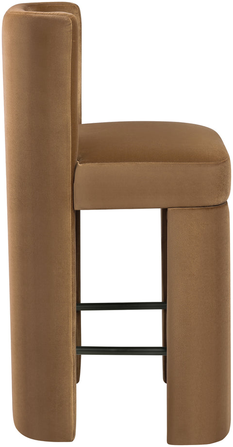 Linden Saddle Velvet Performance Fabric Upholstered Counter Stool, 2-Piece