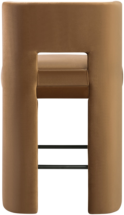 Linden Saddle Velvet Performance Fabric Upholstered Counter Stool, 2-Piece