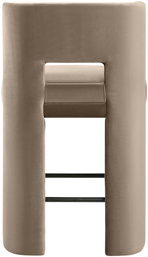 Linden Taupe Velvet Performance Fabric Upholstered Counter Stool, 2-Piece