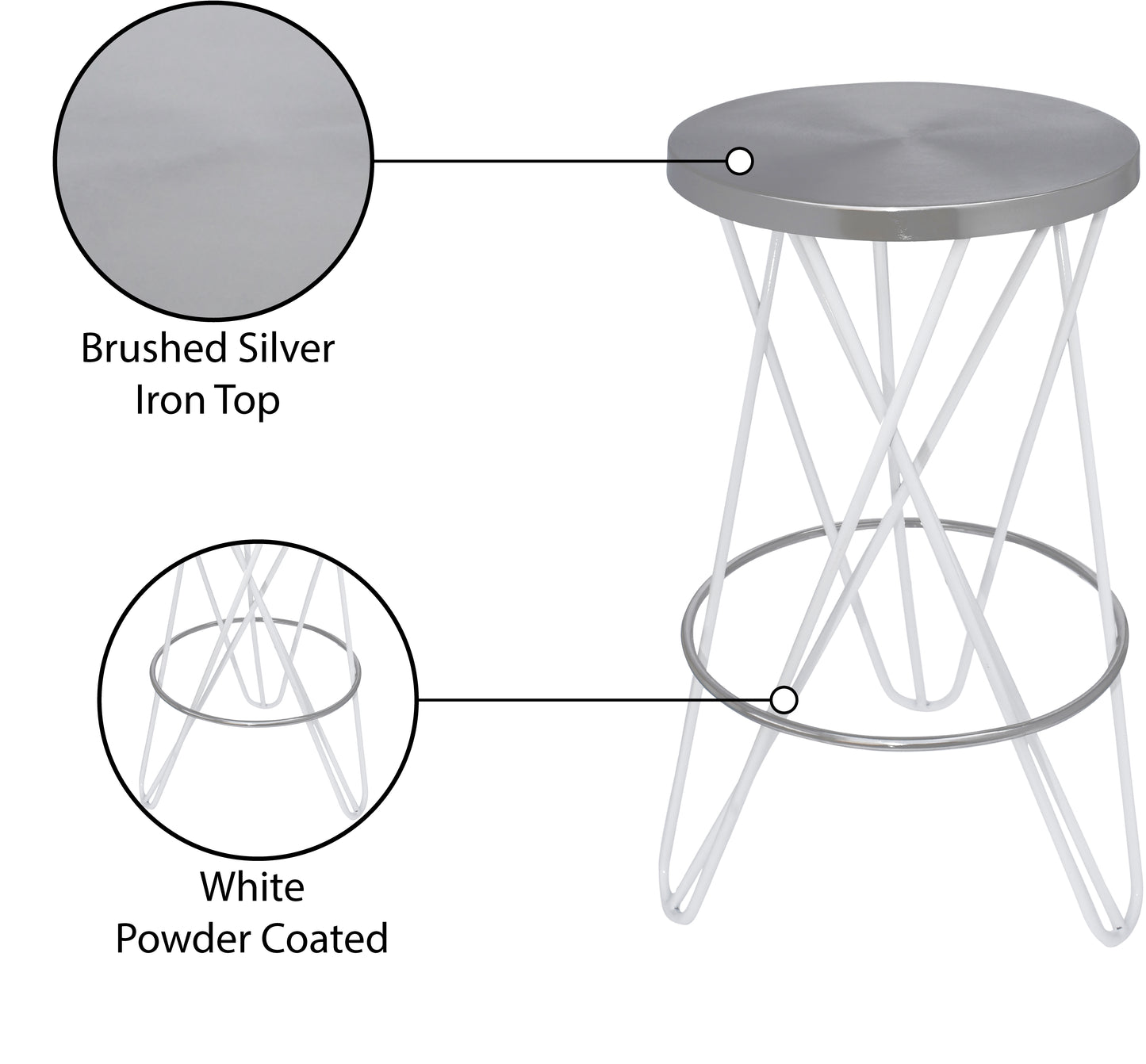 turin white iron counter stool white