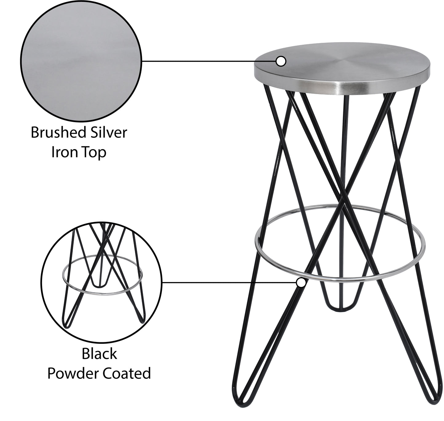 turin black iron bar stool black