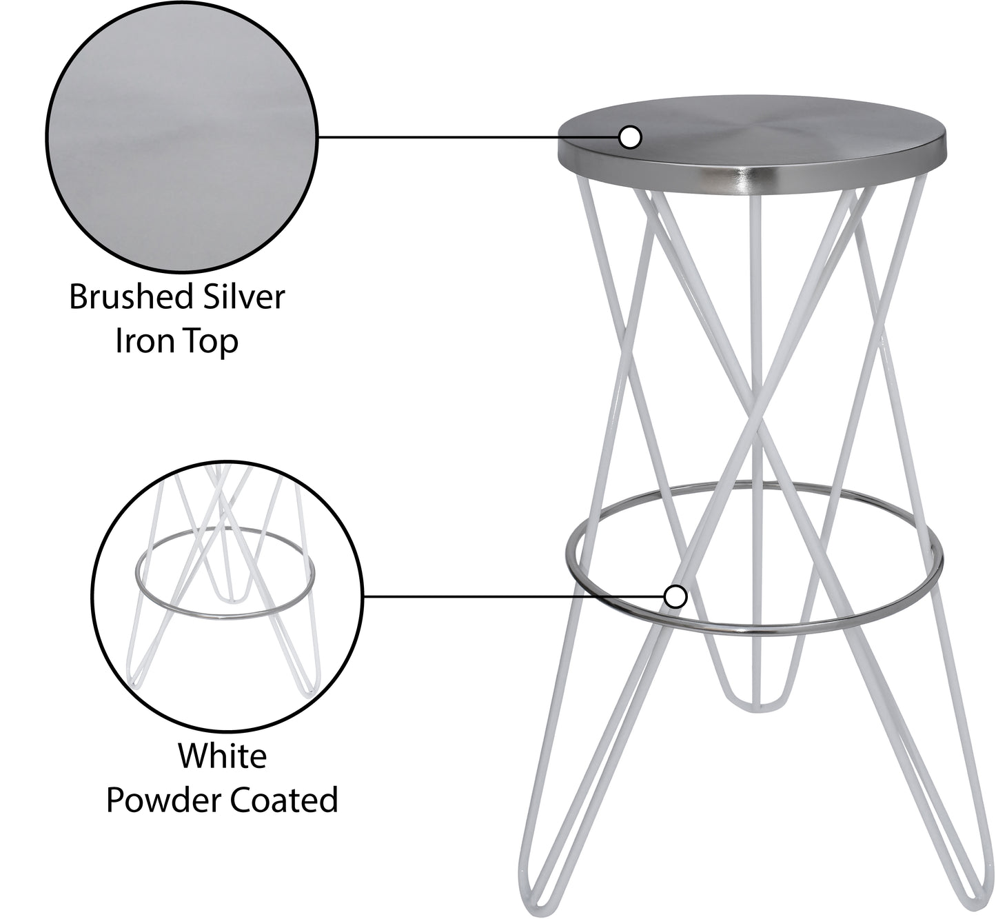 turin white iron bar stool white