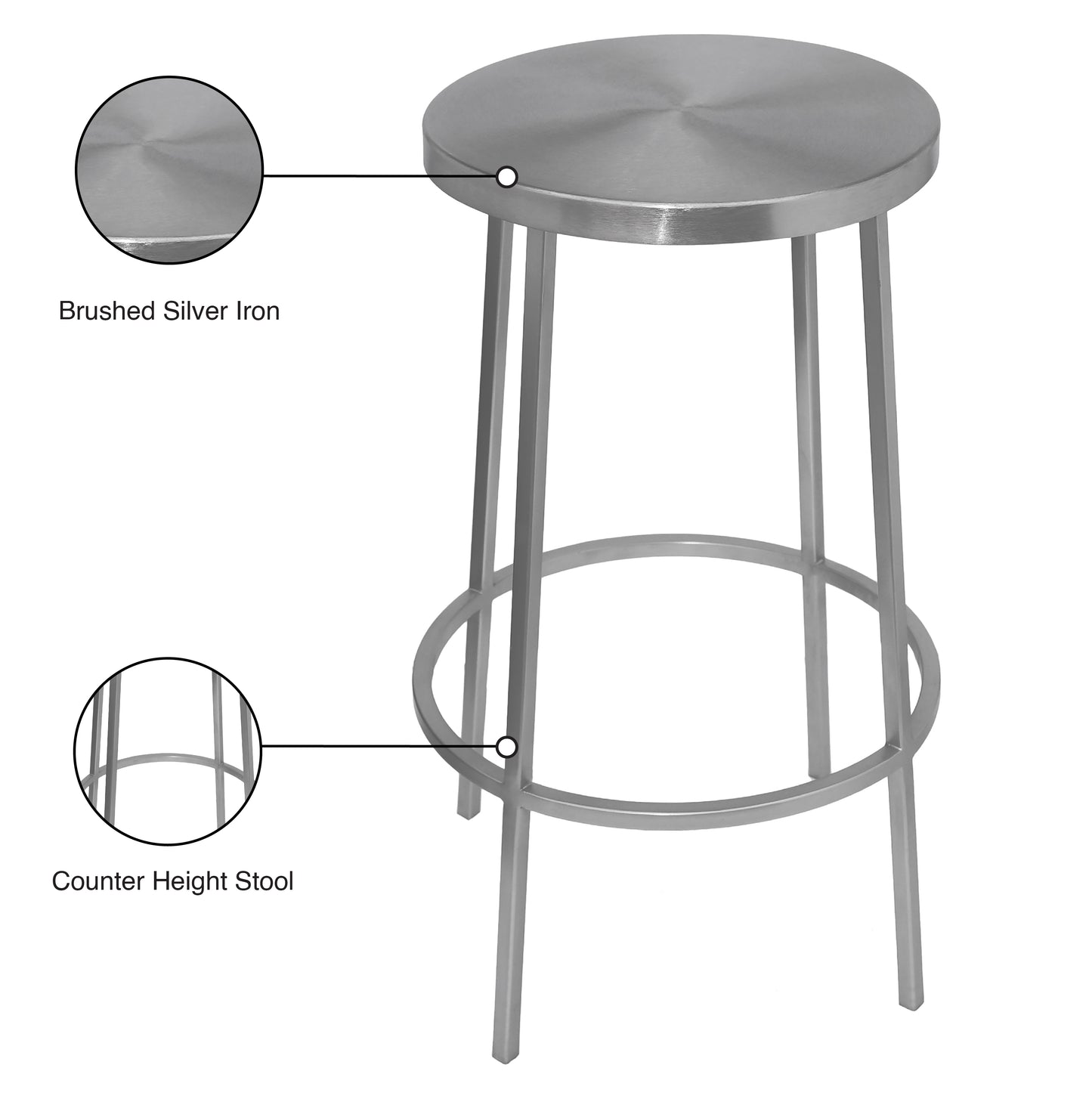 genoa silver iron counter stool silver