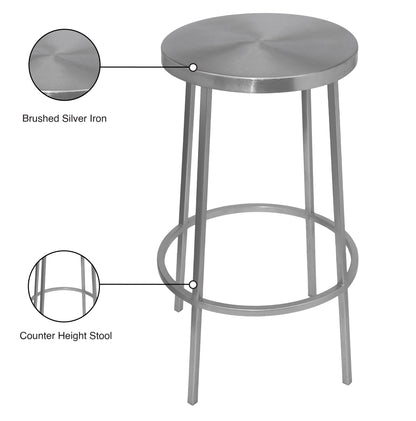 Genoa Silver Iron Counter Stool Silver