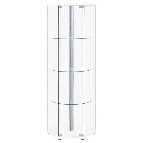 Tandi 4-shelf Hexagonal Clear Glass Curio Cabinet WhiteWhite