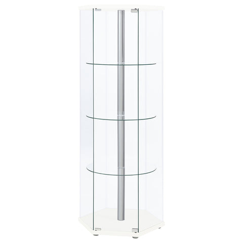 Tandi 4-shelf Hexagonal Clear Glass Curio Cabinet WhiteWhite