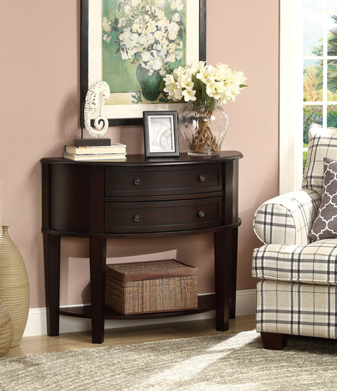 Dawn 2-drawer Demilune Entryway Console Table CappuccinoCappuccino